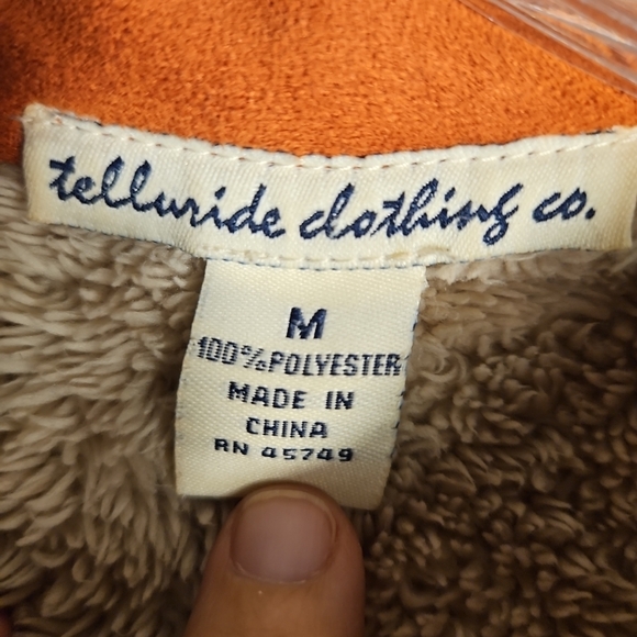 Telluride Clothing Co Faux Suede Sherpa Coat – Y2K Boho Retro Women’s Medium - Picture 3 of 12